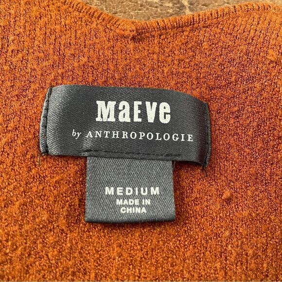 Maeve Anthropologie Lupita V-Neck Sweater Warm Brown M - Picture 7 of 9